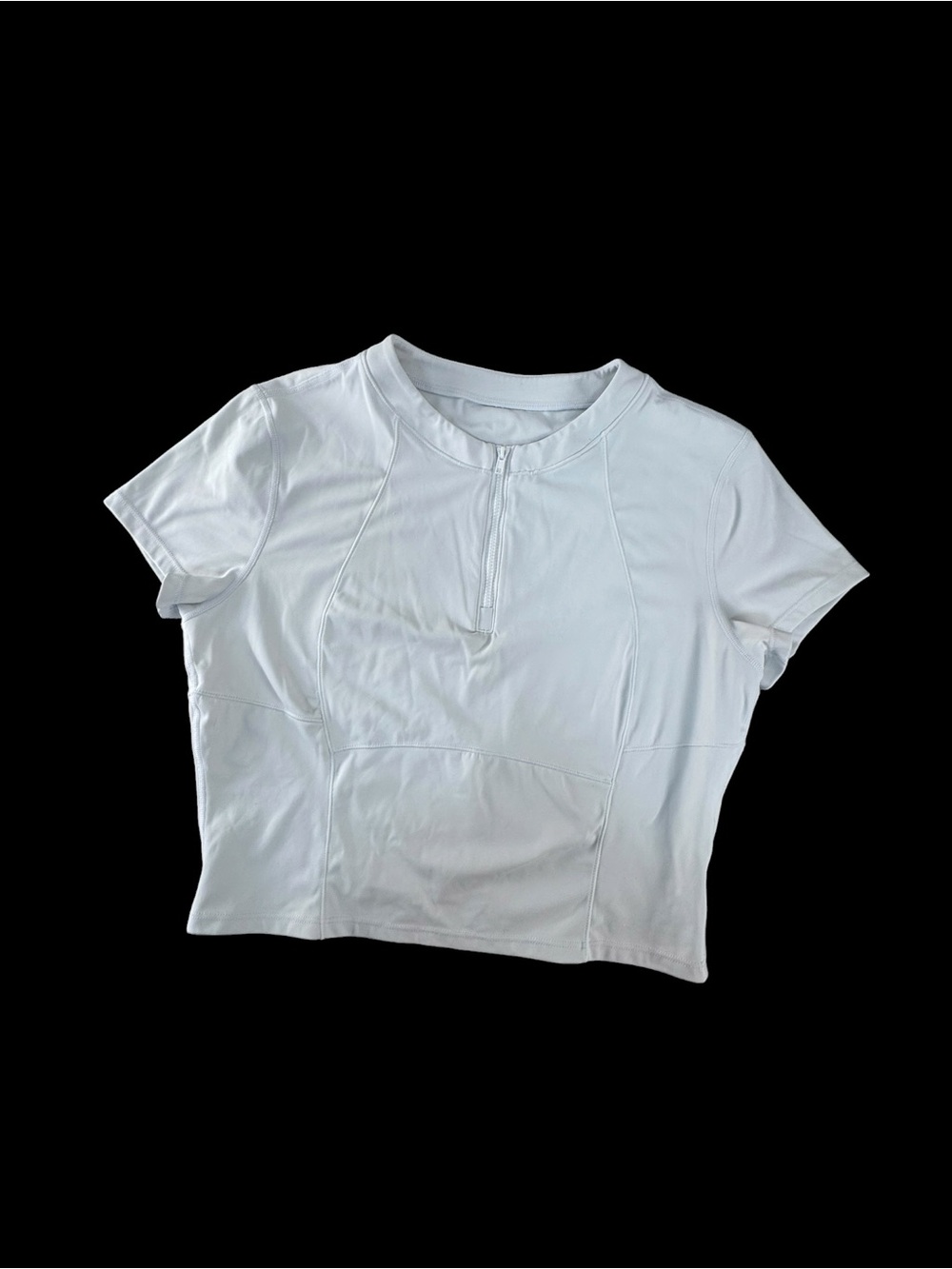 HALARA White Short Sleeve Crop Top with Front Zip